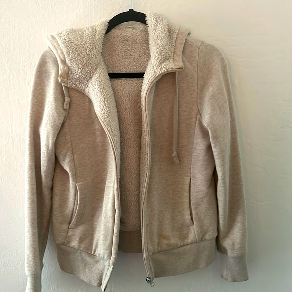 Women’s tan zip up hoodie